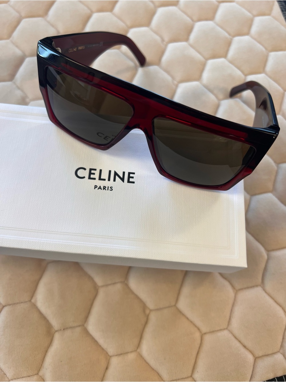 Celine CL40092l Sunglasses in Deep Burgundy with Brown Sun lenses